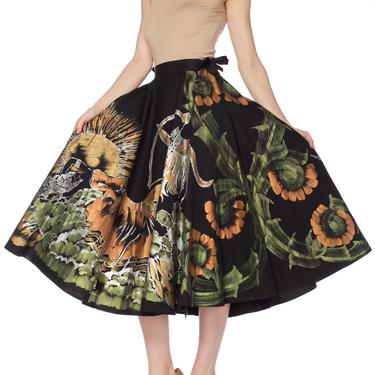Hand-painted Circle Skirt With Native American Motif Size: FR 