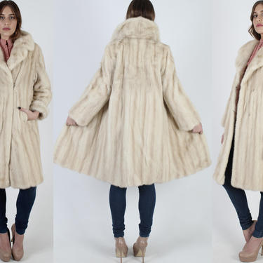Blonde Mink Coat / Huge Fur Back Collar Jacket / Natural Warm Womens Fur Overcoat / Vintage 60s Plush Wedding Opera Stroller Jacket 