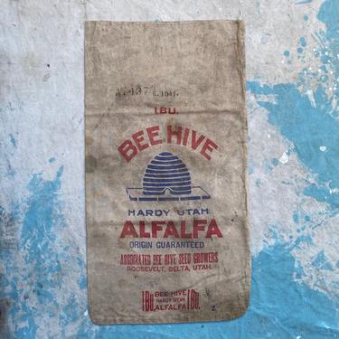 Vintage Bee Hive Alfalfa Seed Co Sack Delta, Utah 