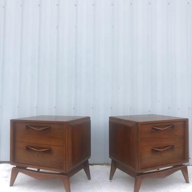 Pair of Mid Century Two Drawer Nightstands