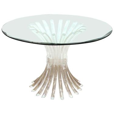 Charles Hollis Jones Style Lucite Base Dining Table with Glass Top