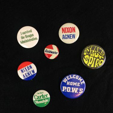 Vintage Lot Political Buttons Pins Pinbacks Nixon Reagan Carter 60s 70s 80s 