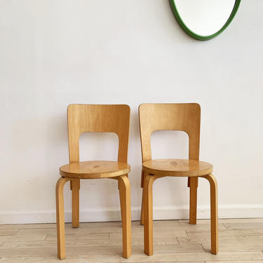 Mid Century Pair of Alvar Aalto Model 66 Chairs fro ICF