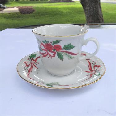 VINTAGE Victorian Rose Cup and Saucer// Baum Brothers Victorian Holiday (Rose)// Fine China Cup and Saucer 