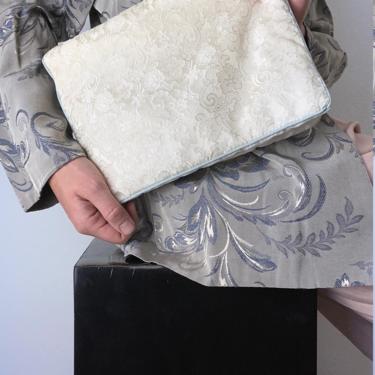 ivory satin embroidered fabric clutch 