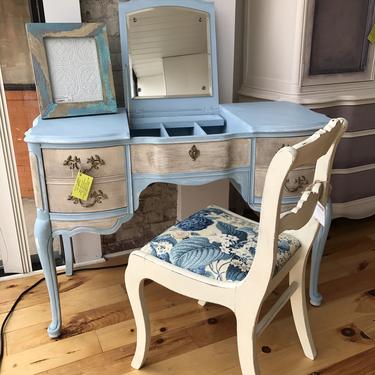 Pale Blue French Provincial Vanity with mirror