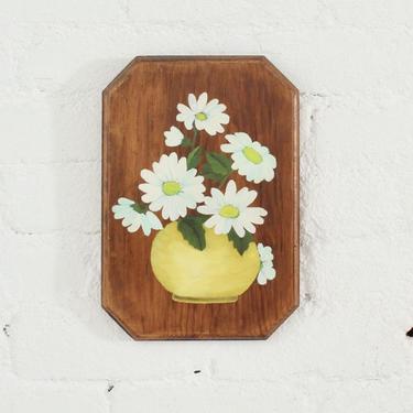 White Daisy Flowers Painted on Wood