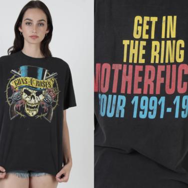 Guns N Roses Get In The Ring T Shirt / 1991 Guns And F'n Roses Tour T Shirt / 90s Brockum Concert T Shirt / Black Axl Rose Mens T Shirt L 