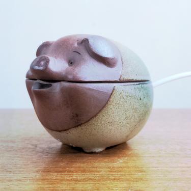 Vintage UCTCI Pig | Covered Condiment Jam Jar(s) | Plastic Spoon | Japan 