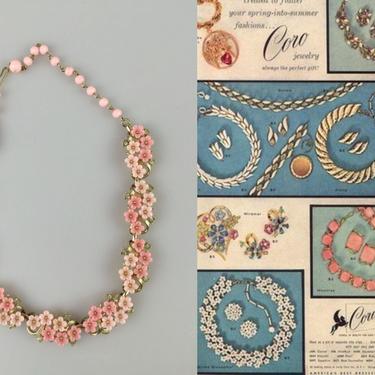 Floral Days About the Neck - Vintage 1950s Coro Pink vs Pink Floral Choker Necklace 