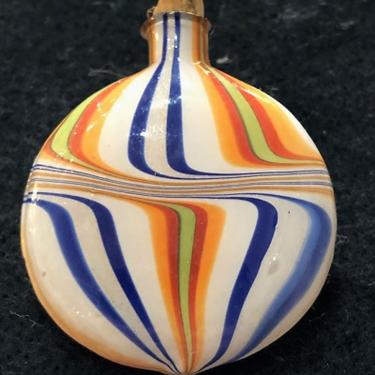 Circa 1920s Murano Style Glass Flat Perfume Jar Hand Blown Swirled ColoredGlass