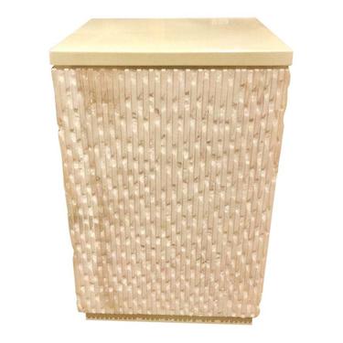 Caracole Modern Carved in Stone Off-White Side Table