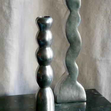 S/2 Postmodern Aluminum Tapered Candle Holders