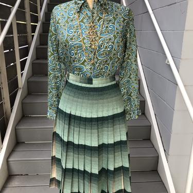 1950s Reversible Pendleton Wool Plaid Pleated Skirt