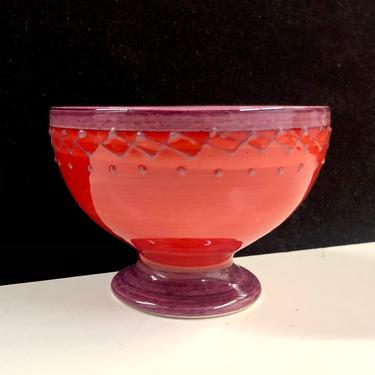 Terre de France Vallauris Pottery Red and Purple Porcelain Bowl 