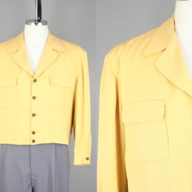 1950s Gabardine Jacket · Vintage 40s 50s Cropped Gab Jacket · Medium / Large 