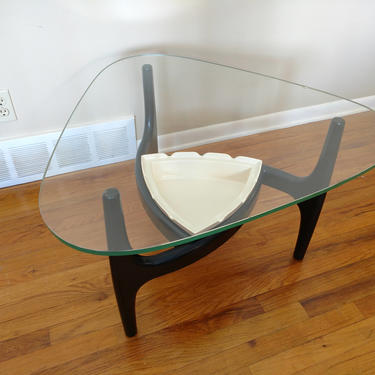 Mid Century Adrian Pearsall Style Black Coffee / Side Table with Planter 