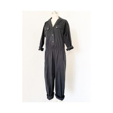 Black jumpsuit women/ vintage coveralls/ Vintage jumpsuit cotton/ Liz Sport Sz M 