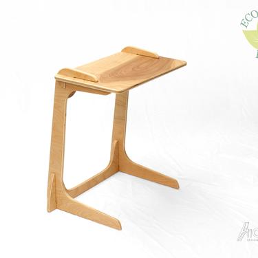 CANTILEVER side table // a wooden C shaped accent table suited for laptop use or as a TV tray by DesignAgile