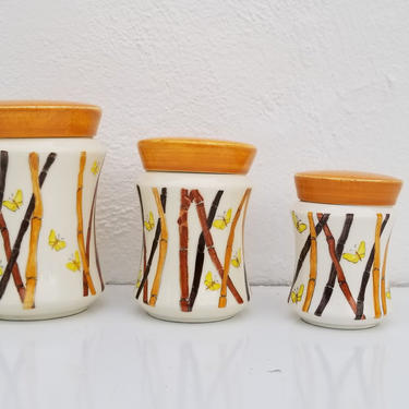 Italian  Ernestine  Of Salerno Hand- Painted Canister - Set Of 3. 