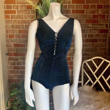 1950s Sapphire Lurex Swimsuit