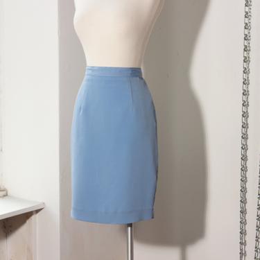 Powder Blue Crepe Texture Pencil Skirt / Medium 