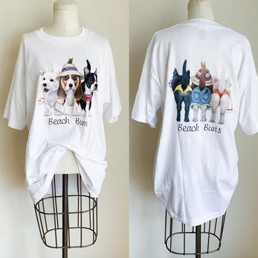 Vintage Beach Bums Dog Novelty T-shirt / size L 