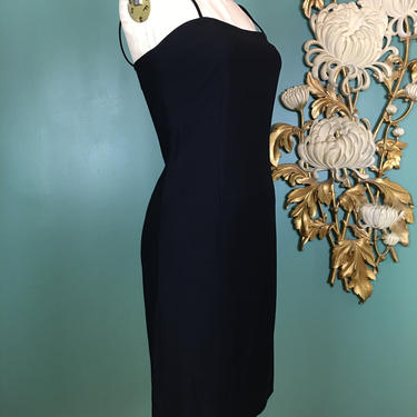 1960s black sheath, vintage 60s dress, spaghetti straps, medium, r &amp; k originals, lbd, sleeveless dress, classic 60s shift, rayon, 27 28 