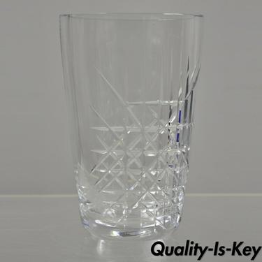 Vintage Crystal Cut Glass Orrefors 9.5" Oval Etched Swedish Modern Vase