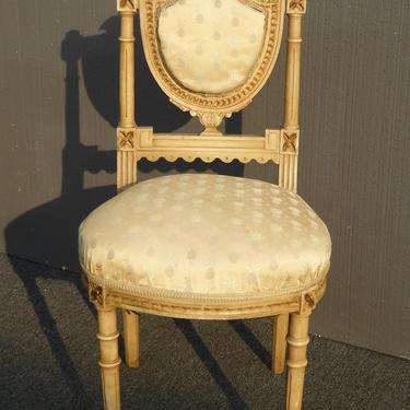 Vintage French Louis XVI Ornately Carved Wood Pineapple Pattern Accent Chair 