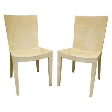 Karl Springer Pair of JMF Chairs in Lacquered Goatskin 1970s