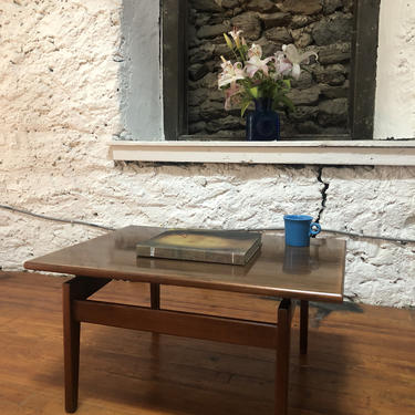 Mid century coffee table Jens Risom walnut coffee table Danish modern coffee table 