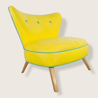 Mid-Century Modern Yellow Oversized Wingback Chair