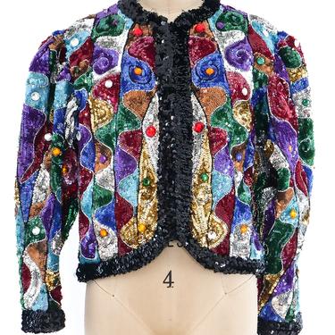 Rainbow Sequin Cropped Jacket