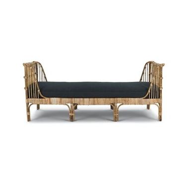 Rattan Chaise with Dolphin Gray Upholstery