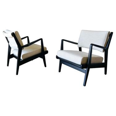 Pair of Ebonized Lounge Chairs by Jens Risom, ca. 1965