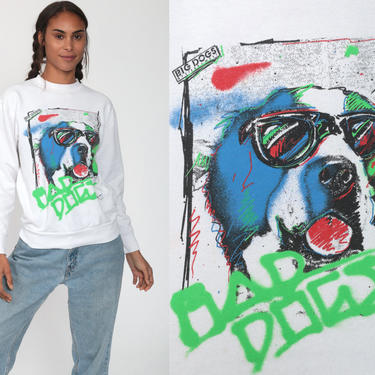 Big Dogs Sweatshirt Sierra West Shirt 80s Bad Dogs Animal Print Jumper Slouch Shirt Funny Joke Graphic 90s Vintage Pullover Small Medium 