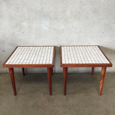 Pair of Mid Century Tile Top Side Tables