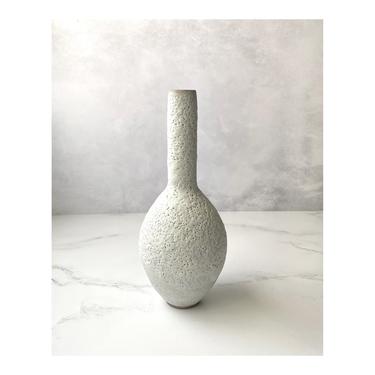 SHIPS NOW- Handmade Ceramic Elongated Stoneware Flower Vase glazed in a Textural White Crater Matte by Sara Paloma Pottery . rustic modern 