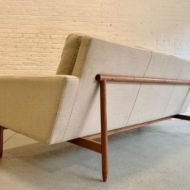 LONG Mid Century MODERN Walnut Framed SOFA / Couch 