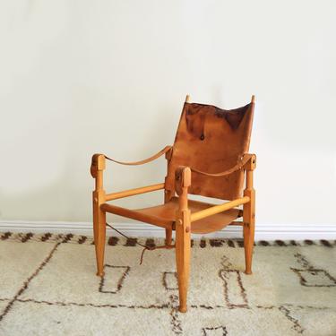 Wilhelm Kienzle Leather Safari Chair for Wohnbedarf | Mid Century Modern Side Chair 