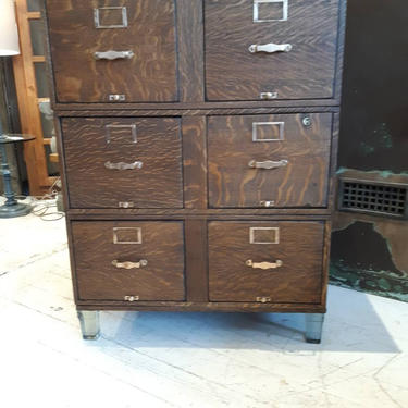 Vintage industrial oak filing cabinet 