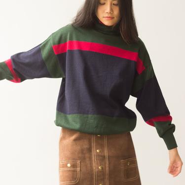 1980s Sporty Italian Tricolore Knit Pullover 