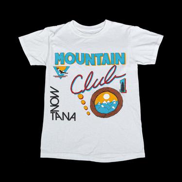 80s Montana Mountain Club Tourist Tee - Extra Small | Vintage Unisex White Graphic Travel T Shirt 