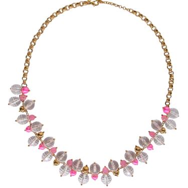 Kate Spade - Gold Chain Necklace w/ Pink & Clear Bauble Beads