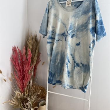 MBS Naturally Dyed Sleep Shirt, Organic Cotton in Indigo Tie-Dye
