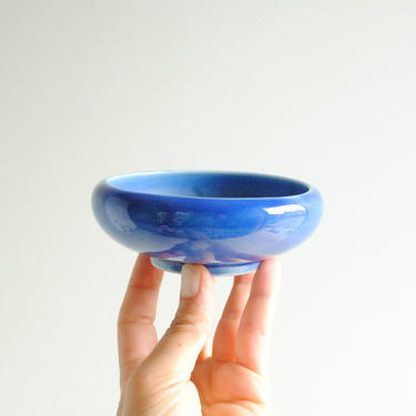 Vintage Blue Ceramic Ring Dish, Small Ceramic Bowl, Bonsai Pot, Bonsai Planter, Small Blue Bowl, Japanese Pottery 