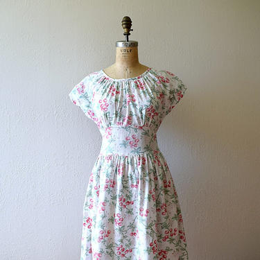 1940s cherry print dress . vintage 40s novelty print dress 