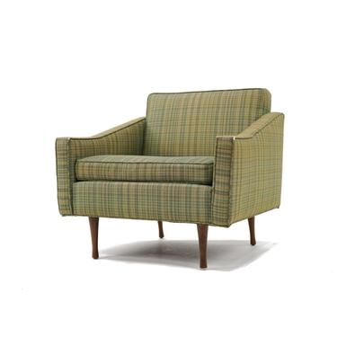Globe Green Check Upholstered Lounge Chair