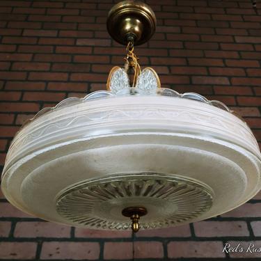 Art Deco Pink Frosted Ceiling Light Fixture Chandelier with Glass 